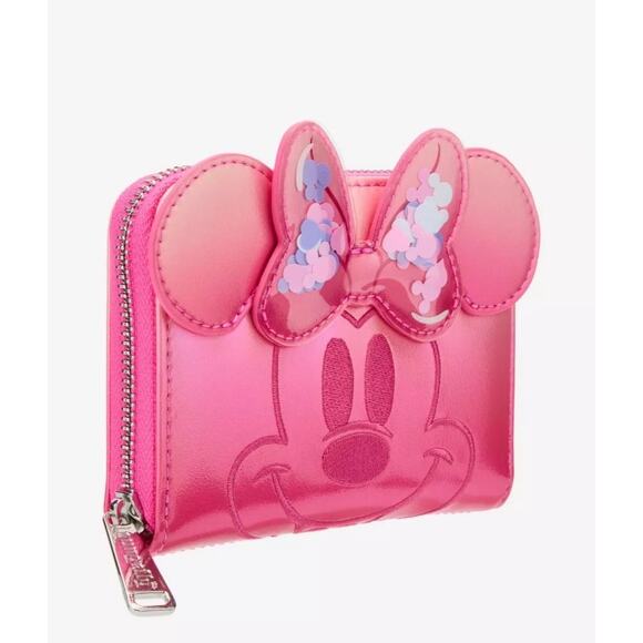 Loungefly Disney Minnie Mouse Pink Confetti Zip Wallet- NWT - Picture 2 of 4